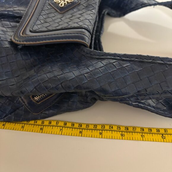 Simply Vera, Vera Wang Blue Purse Blue Woven Shoulder Bag Multiple Compartments - Picture 11 of 12